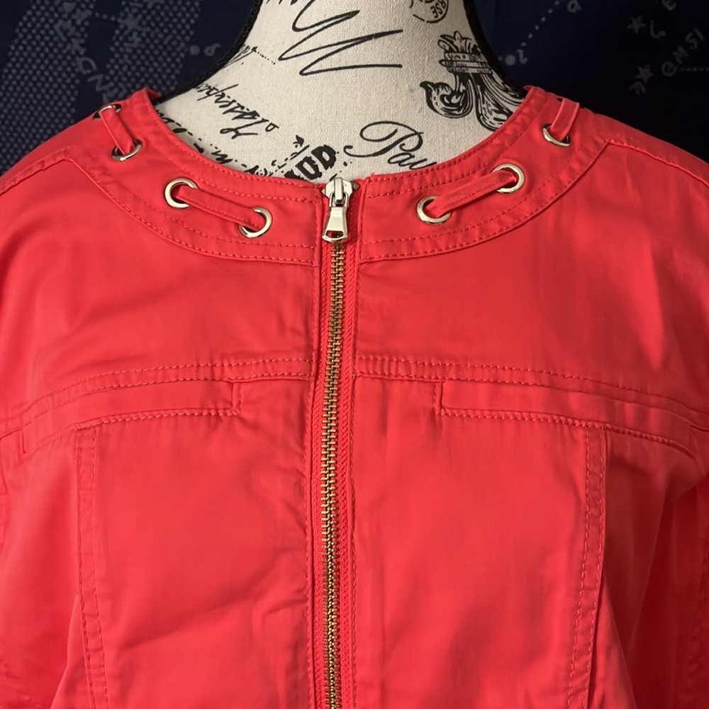 Chico’s Coral Zip Front Jacket Size 2 (M/L) - Picture 3 of 7